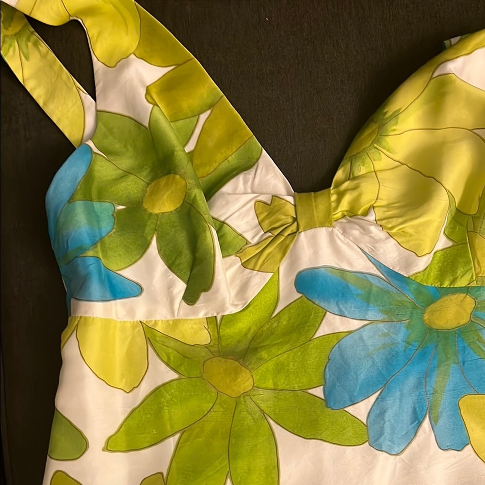 Muse Green and Blue Floral Midi Dress - Picture 7 of 10